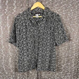 Notations Textured Floral‎ Button Up Shirt Size 10